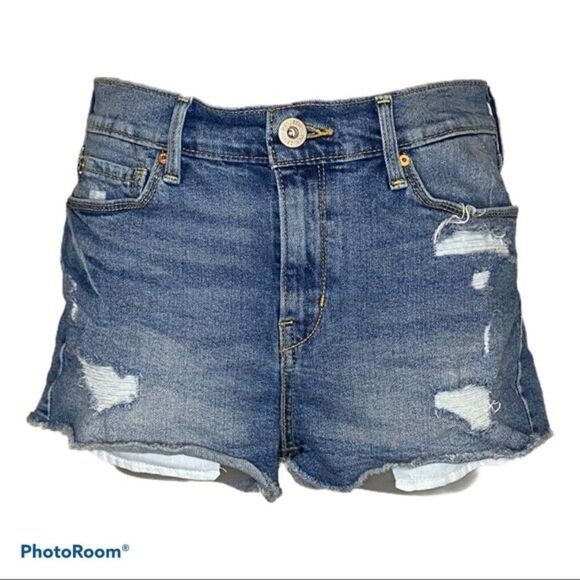 Denizen from Levi’s High Rise Cheeky Raw Hem Jean Shorts - Picture 1 of 3